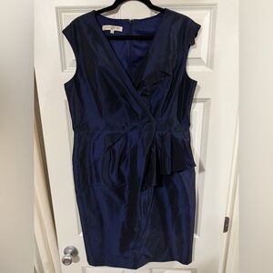 NWOT Blue Faux Wrap Fancy Cocktail Dress Size 14
